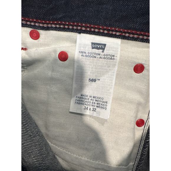 Levi's 569 Dark Blue w Red Stitching 100% Cotton Men's Size 34x32 - Picture 8 of 10